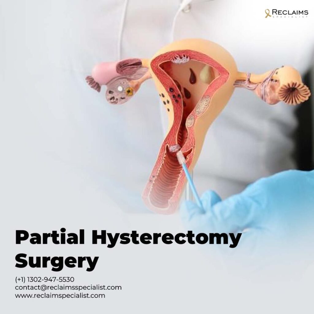 A medical team discussing partial hysterectomy surgery with a patient.